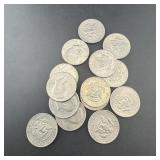Fourteen Kennedy Half Dollars