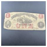 1862 $1 Virginia Treasury note, signed