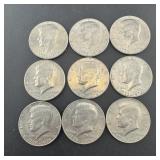 Nine Bicentennial Kennedy Half Dollars