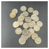 Bag of mixed-date Jefferson Nickels, 1940s and mor