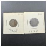 1912-s And 1912-d Wheat Cents