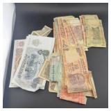 Bag of miscellaneous foreign paper currency