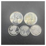 Two Steel Cents and one-gram Silver Coins
