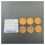 Six 2009 Lincoln Pennies