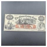 1859 $10 United County Bank, New Jersey note