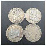 Four 90% Silver Half Dollars