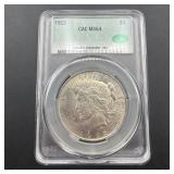 1922 Peace Silver Dollar, CAC graded MS64