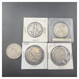 (Times 5) Five miscellaneous date Walking Liberty
