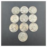 Ten Silver Washington Quarters