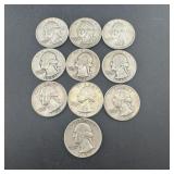 Ten Silver Washington Quarters