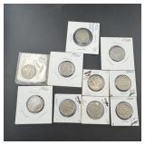 Eight mixed Buffalo Nickels, miscellaneous dates