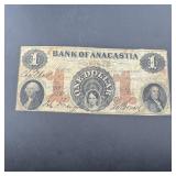 1854 Bank Of Anacostia $1 Note Âï¿½ Features George