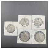 (Times 5) Five miscellaneous date Walking Liberty