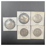(Times 5) Five miscellaneous date Walking Liberty