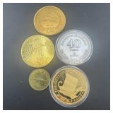 Miscellaneous gold-plated tokens