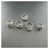 Five Silver Rings, various sizes