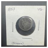 1853 Seated Dime