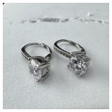 Sterling Silver Cz Earrings .925, 3.2 Grams
