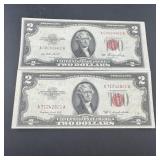 1953 And 1953-a Two Dollar Red Seal Notes