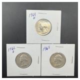 1962-d, 1963, And 1964-d Silver Washington Quarter