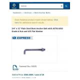 3/4" X 12" Plain Steel Bent Anchor Bolt With Ast