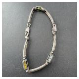 Sterling Silver Multi Stone Bracelet .925 7, , 9.8