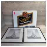 Miller Genuine Draft Aluminum Sign & (2) Frames
