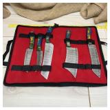 Five-Piece Damascus Kitchen/Camping Knife Set