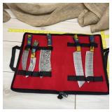 Five-Piece Damascus Kitchen/Camping Knife Set