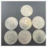 Lot Of 7 Eisenhower Dollars; Includes Three 1976 B