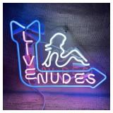 Live Nudes Neon Sign-15" X 11". Real Glass Neon.