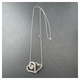 Sterling Silver Double Heart Necklace .925 18, , 5