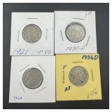 Buffalo Nickels From 1921, 1927, 1930-s, And 1935