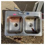 Two-tub stainless steel sink w/faucet