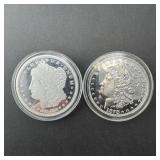 Two Morgan Dollar Silver-plated Coins