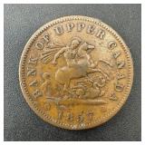 1857 Canada One Penny, Good Condition