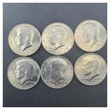 Six 1976 Bicentennial Kennedy Half Dollars