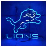 Detroit Lions Real Glass Neon Sign, 20"x16, Works