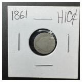 1861 Seated Dime