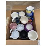 Lot Of Mugs And Household Side Art Pottery Bottle.