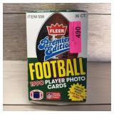 Box of 1990 Fleer football cards