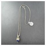 Sterling Silver Blue Sapphire Necklace .925 16, ,