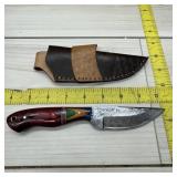 Lmk Damascus Knife With Sheath (8-inch Blade)