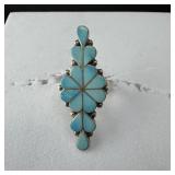 Zuni Sterling Silver Turquoise Ring Ds Zuni 5, 5 I