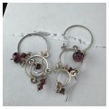 Sterling Silver Purple Amethyst Earrings .925 Mexi