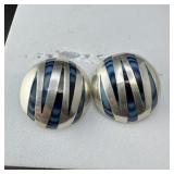 Taxco Sterling Silver Blue Stone Earrings TC-243 .