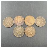 Lot Of 6 Indian Head Cents; Early 1900s