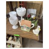 Ceramic & Milk Glass Lot; Includes three milk glas