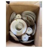 Dishware Lot; Ceramic dishware, Golden Sun glasses