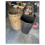 Garbage Can & Wicker Hamper; Set of two.